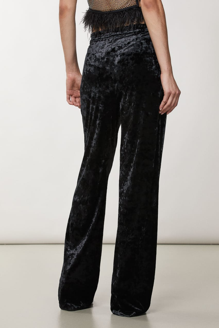 Patrizia Pepe Flowing Velvet Pants Pretas | 0317-PAIUC