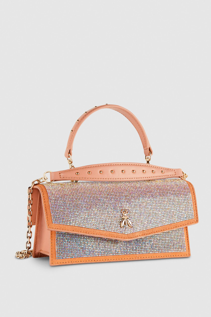 Patrizia Pepe Fly Bamby Shoulder Bag With Rhinestones Rosa | 9825-XOLDZ