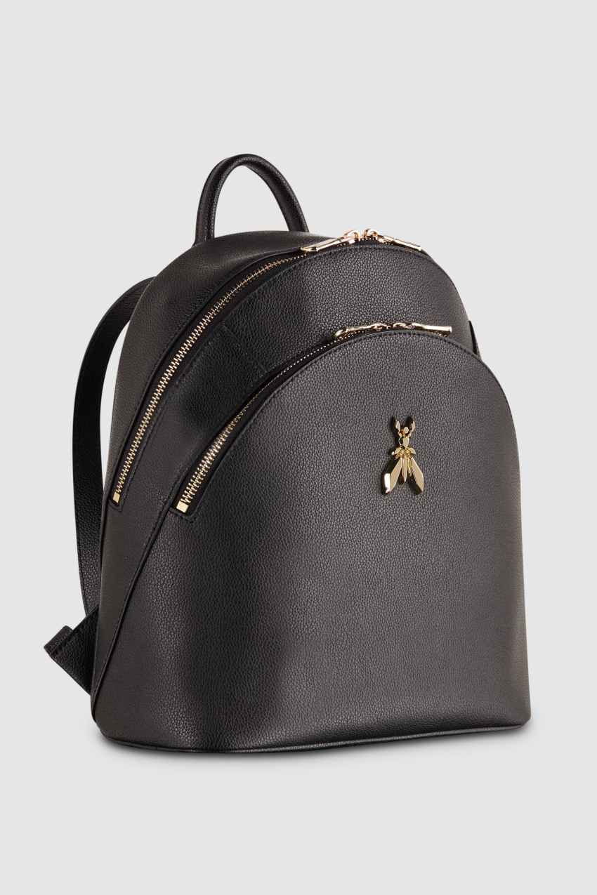 Patrizia Pepe Fly Leather Backpack With Double Pocket Pretas | 5983-KGVHO