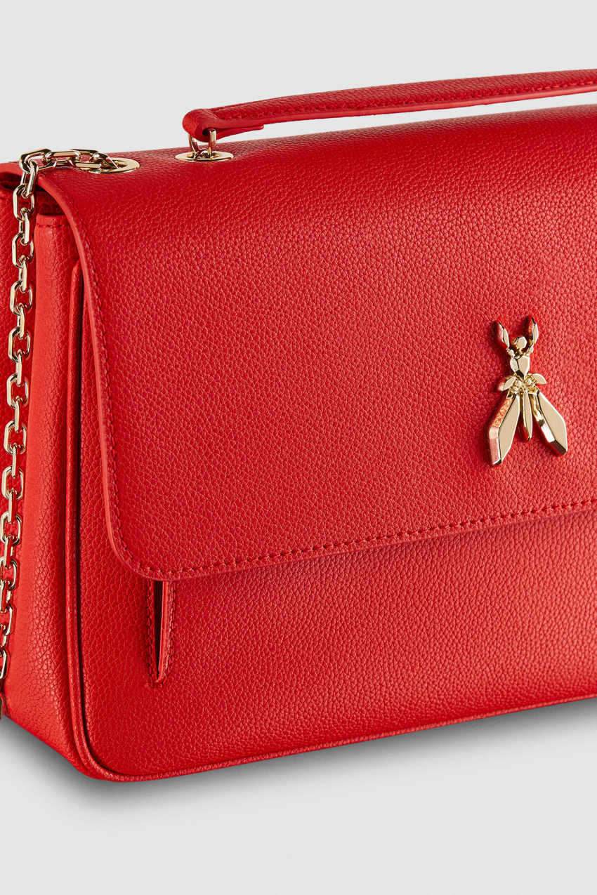 Patrizia Pepe Fly Leather Shoulder Bag With Chain Vermelhas | 2843-HTVLD