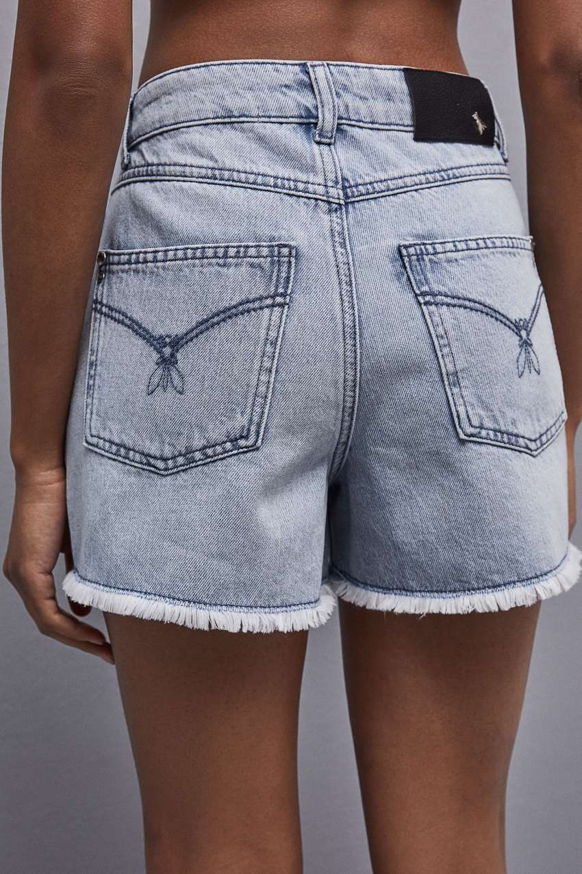 Patrizia Pepe Frayed Denim Shorts Luz Azuis | 9172-IQKWZ