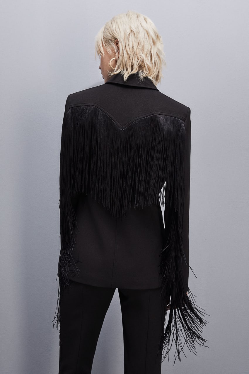 Patrizia Pepe Fringed Jacket Pretas | 4732-YTHAX