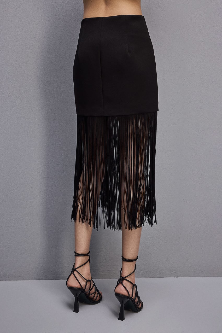 Patrizia Pepe Fringed Miniskirt Pretas | 5308-RSMYQ