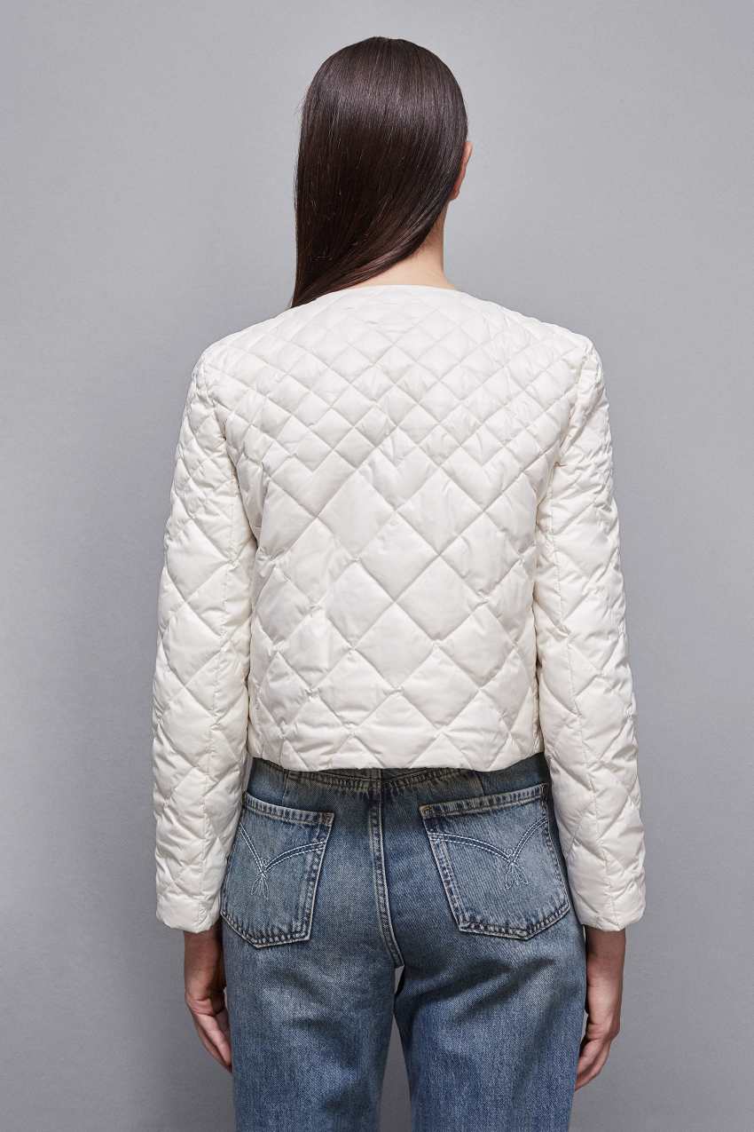 Patrizia Pepe Glossy Nylon Padded Jacket Branco | 3296-KLCWM