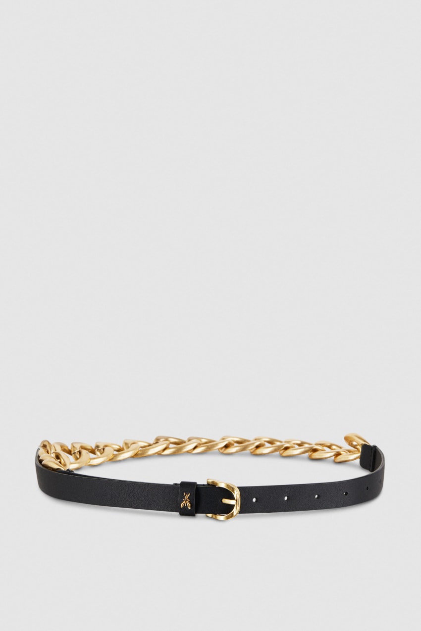 Patrizia Pepe Golden Maxi Chain Belt Pretas | 5749-MSGYF