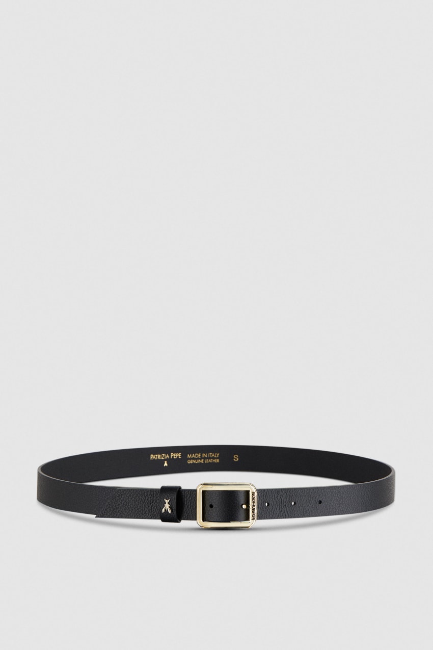 Patrizia Pepe Hammered Leather Low-waist Belt Pretas | 0158-MADES