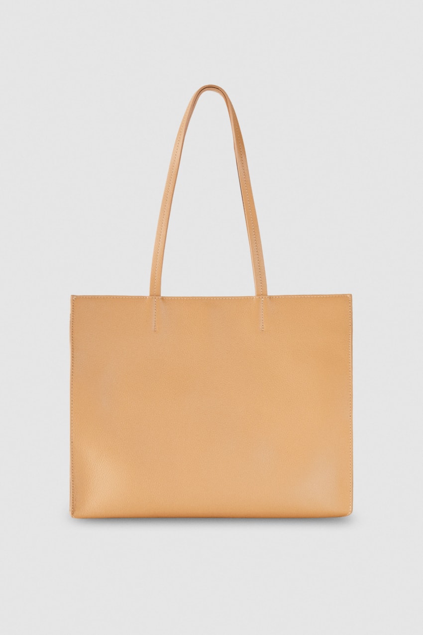 Patrizia Pepe Hammered Leather Shopping Bag Bege | 5806-ZDFKA