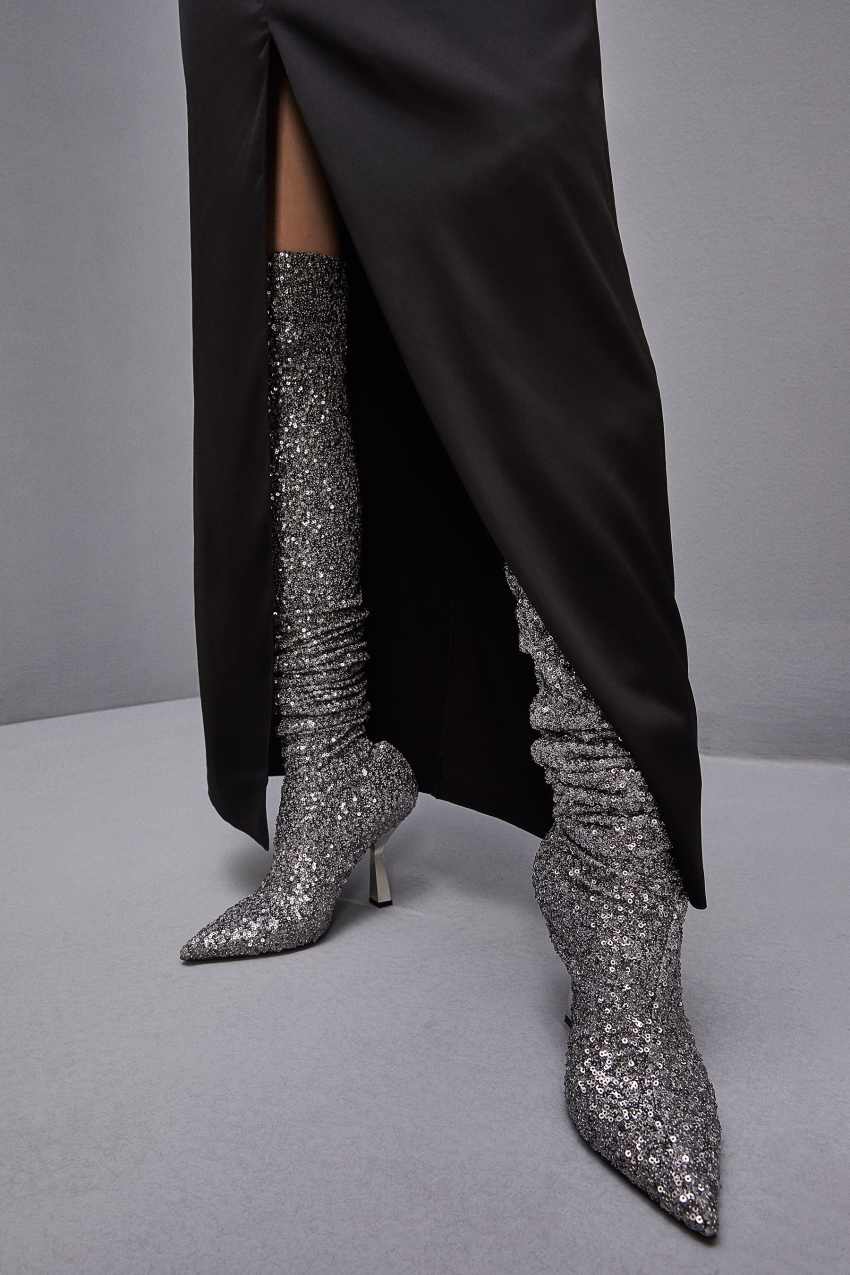 Patrizia Pepe Heeled Sequined Boots S274 | 6748-UBNJA