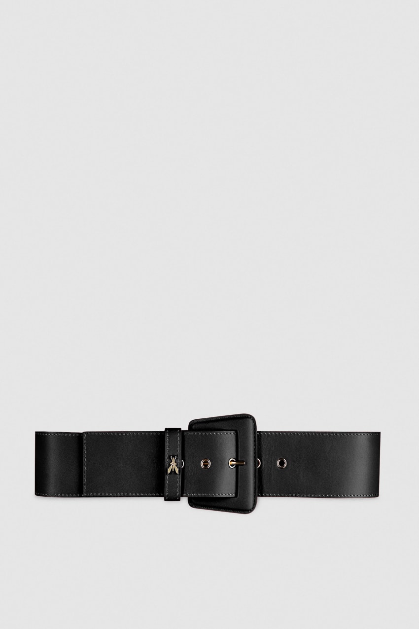 Patrizia Pepe High-waisted Belt With Leather Lining Pretas | 8159-EMNVB