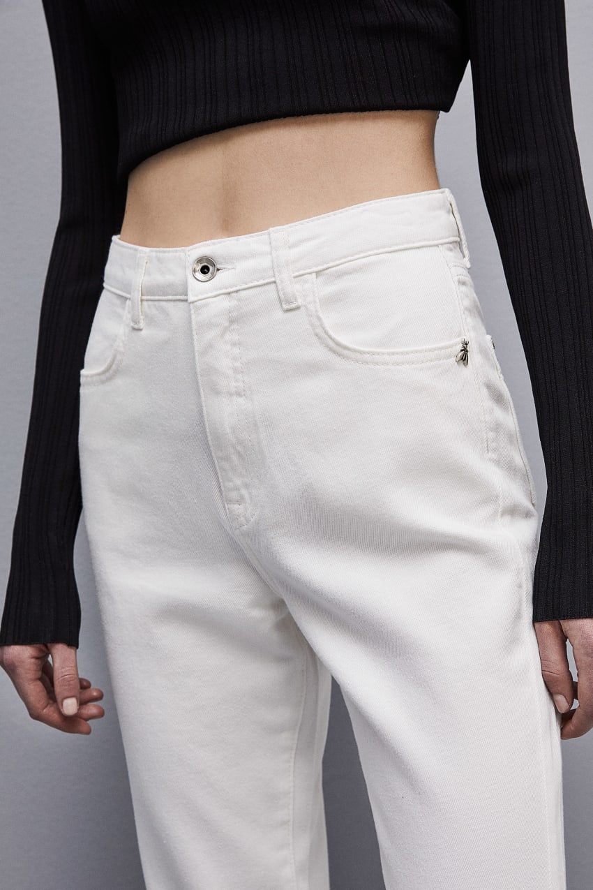 Patrizia Pepe High-waisted Denim Pants Branco | 6378-CSWIK