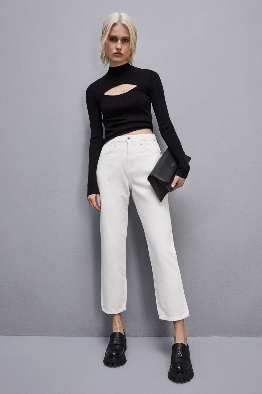 Patrizia Pepe High-waisted Denim Pants Branco | 6378-CSWIK