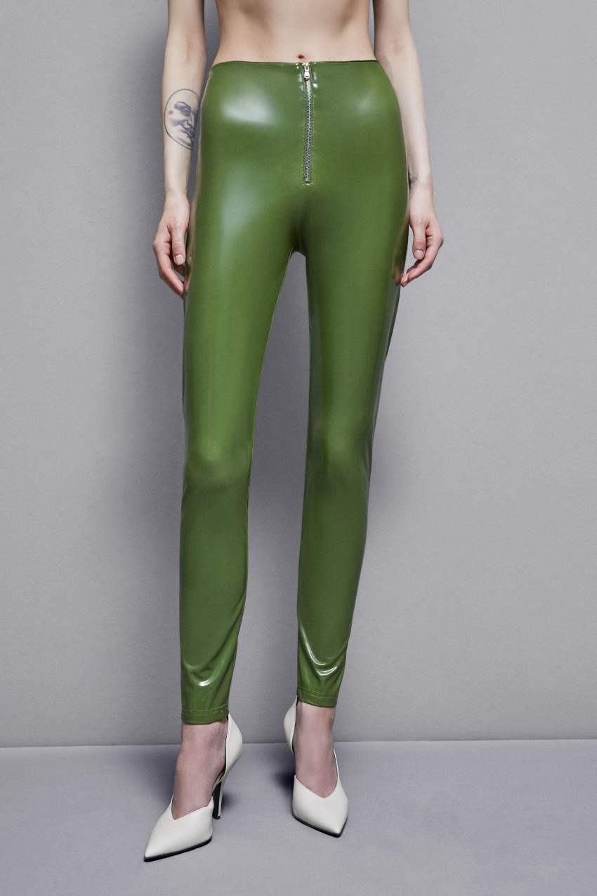 Patrizia Pepe High-waisted Faux Leather Leggings Verdes | 5679-JBMCK