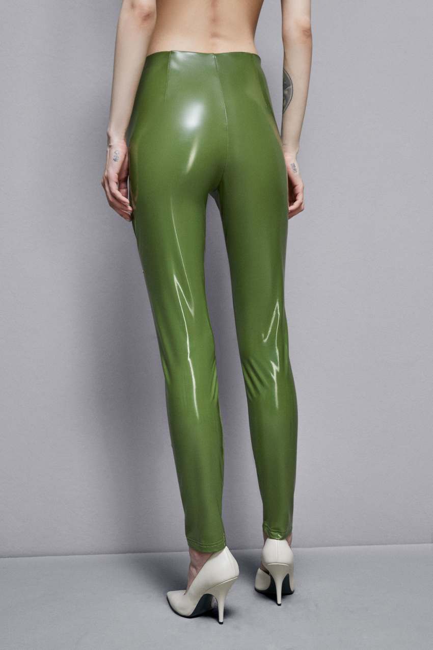 Patrizia Pepe High-waisted Faux Leather Leggings Verdes | 5679-JBMCK