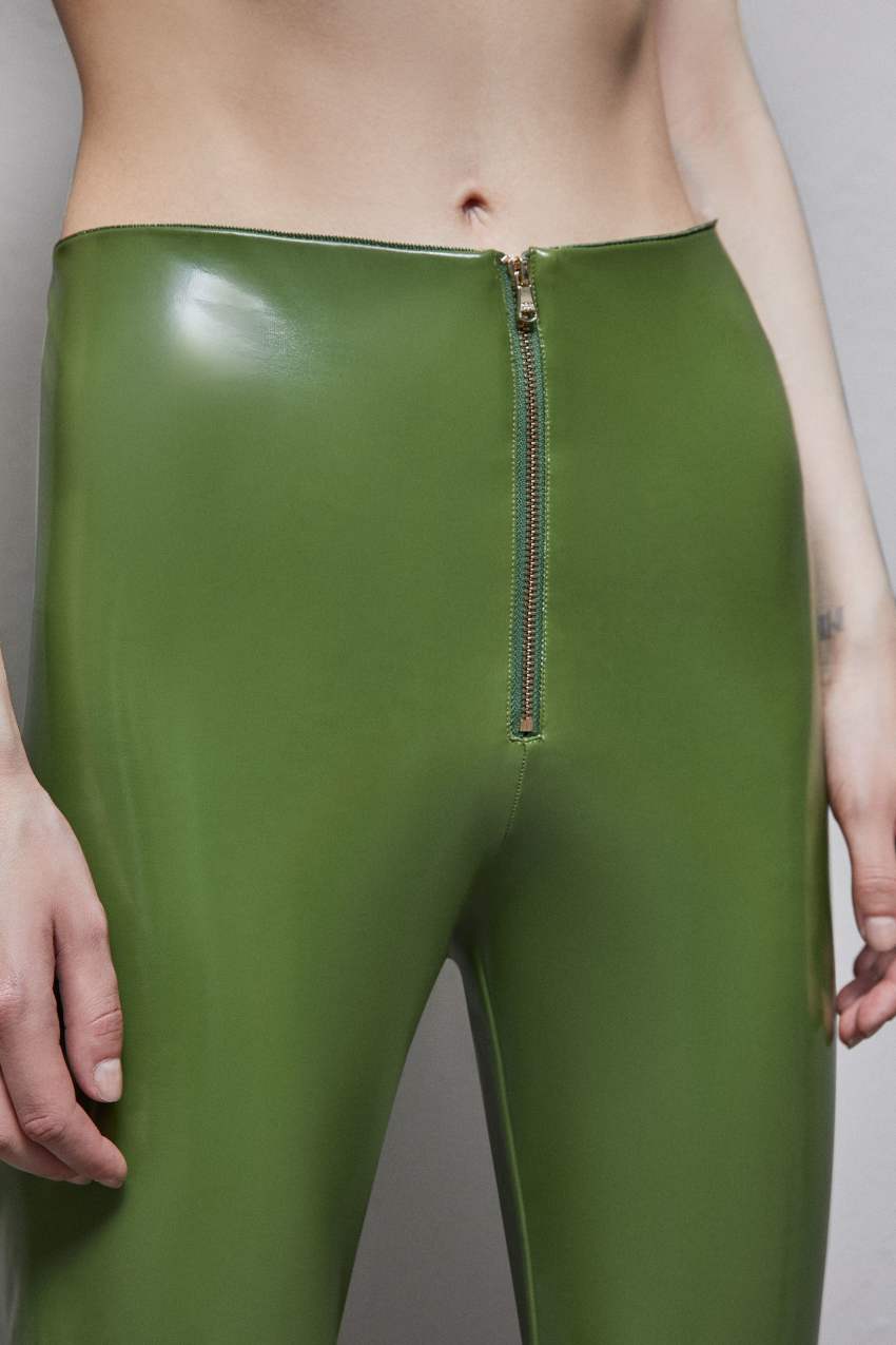 Patrizia Pepe High-waisted Faux Leather Leggings Verdes | 5679-JBMCK