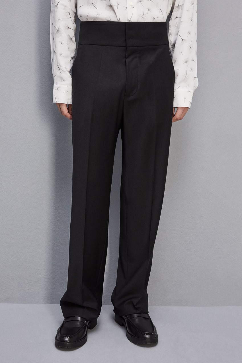 Patrizia Pepe High-waisted Pants In Cool Wool Pretas | 0876-PYXUS