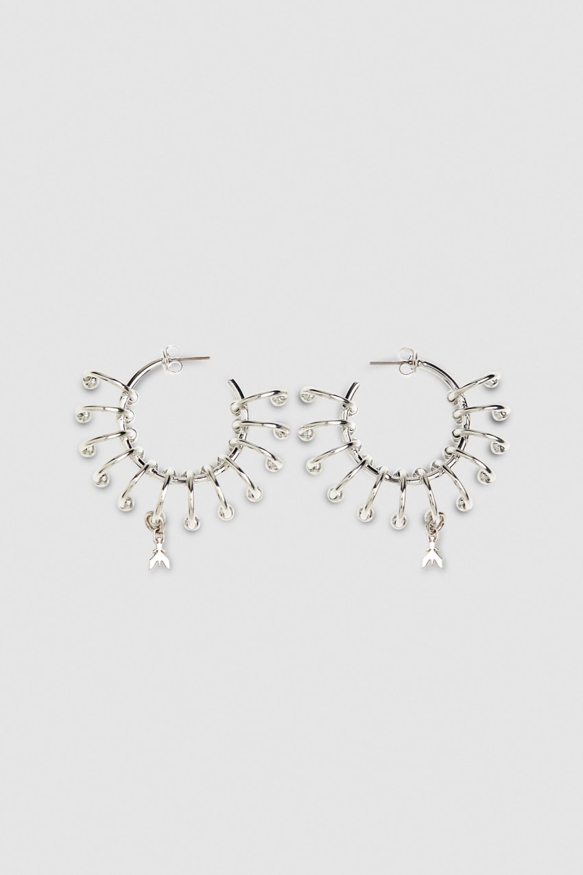 Patrizia Pepe Hoop Earrings With Rings Prateadas | 4308-YKPWJ