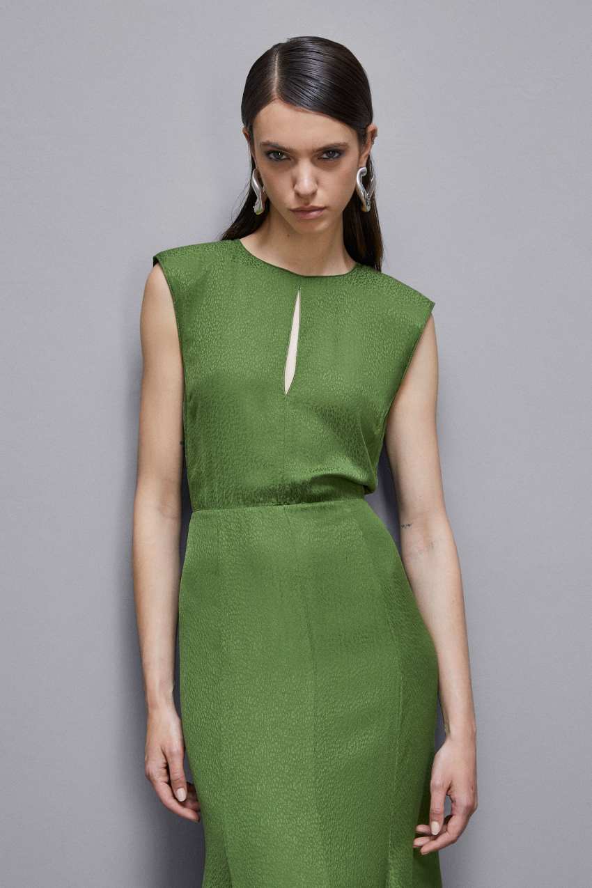 Patrizia Pepe Jacquard Viscose Midi Dress Verdes | 5189-ASBFE