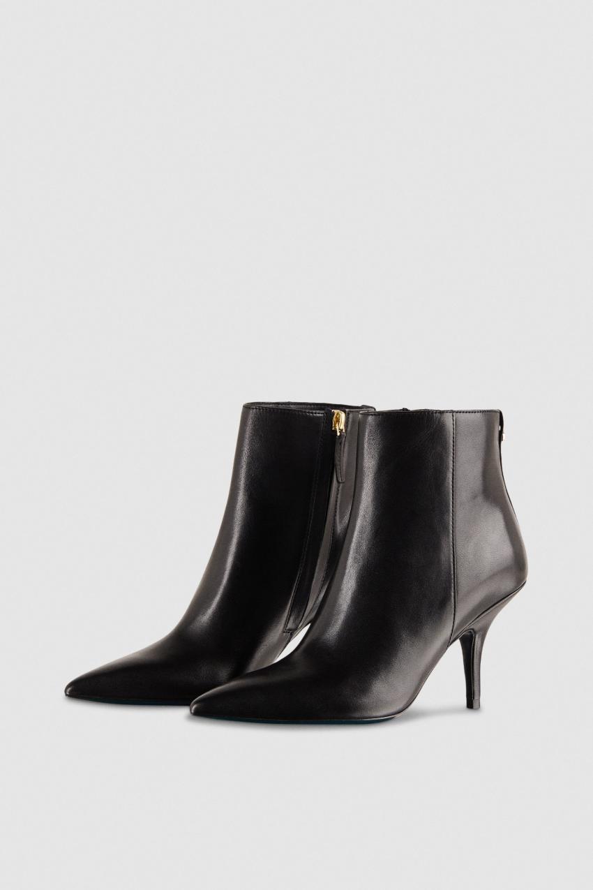 Patrizia Pepe Leather Ankle Boots Pretas | 2068-YQUWG