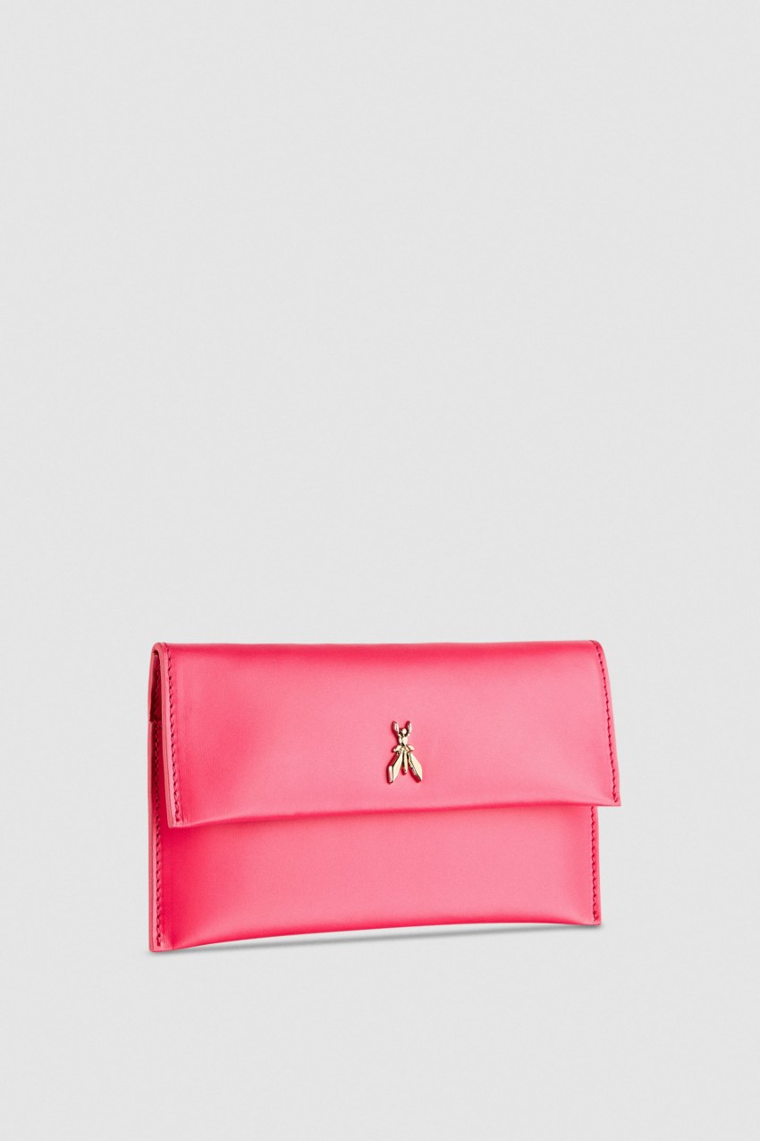 Patrizia Pepe Leather Clutch Bag With Chain Shoulder Strap Rosa | 4906-OVPMZ