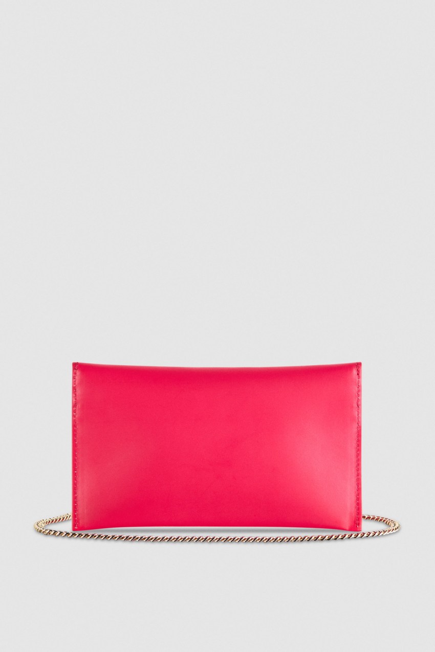 Patrizia Pepe Leather Clutch Bag With Chain Shoulder Strap Rosa | 4906-OVPMZ