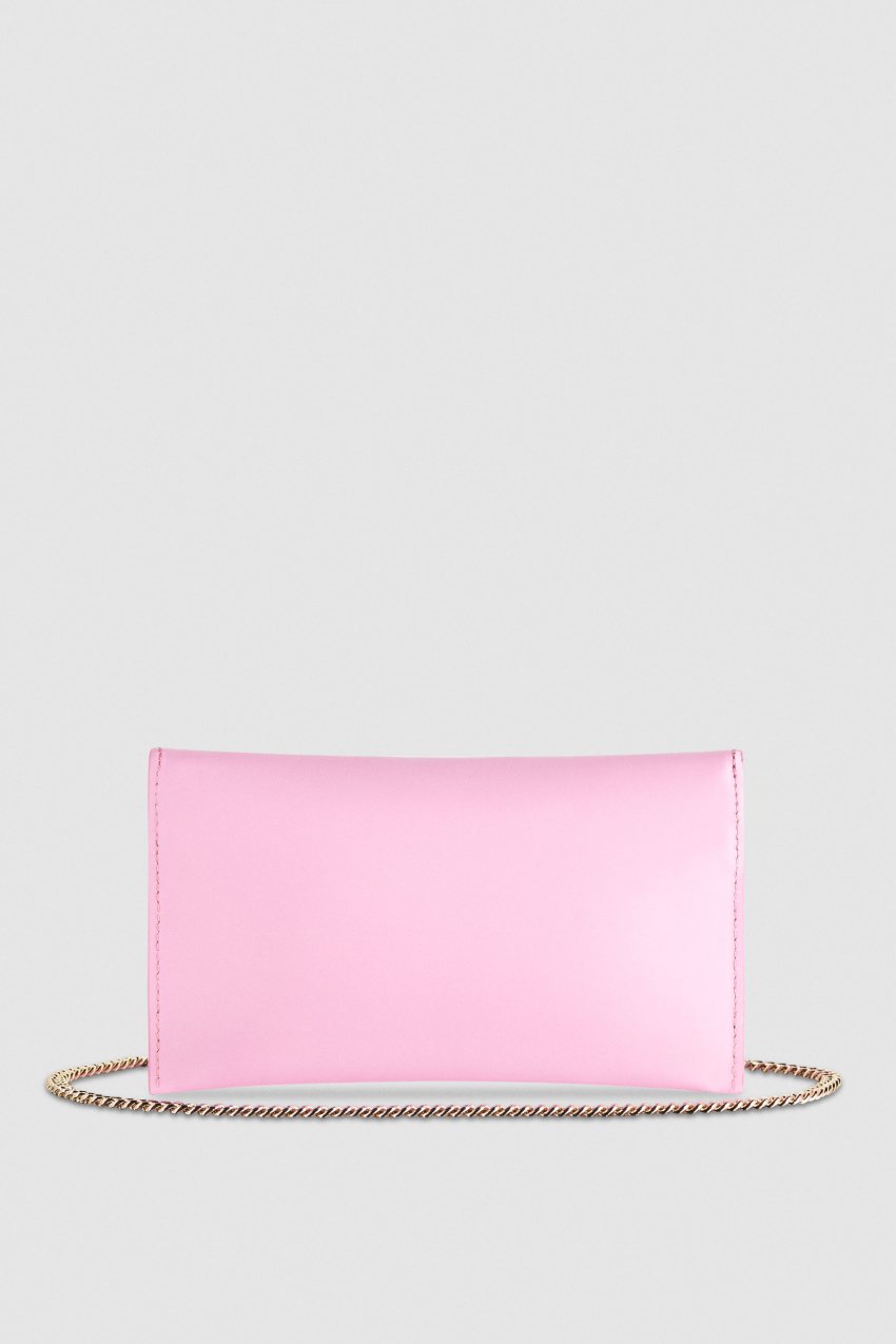 Patrizia Pepe Leather Clutch Bag With Chain Shoulder Strap Rosa | 0276-THVNY