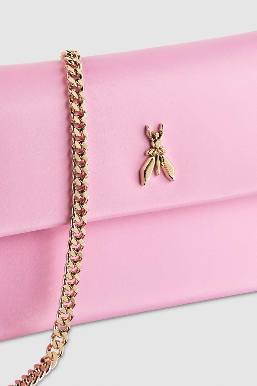 Patrizia Pepe Leather Clutch Bag With Chain Shoulder Strap Rosa | 0276-THVNY