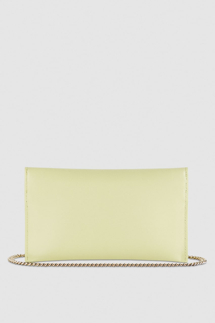 Patrizia Pepe Leather Clutch Bag With Chain Shoulder Strap Amarelas | 0792-FXUWY