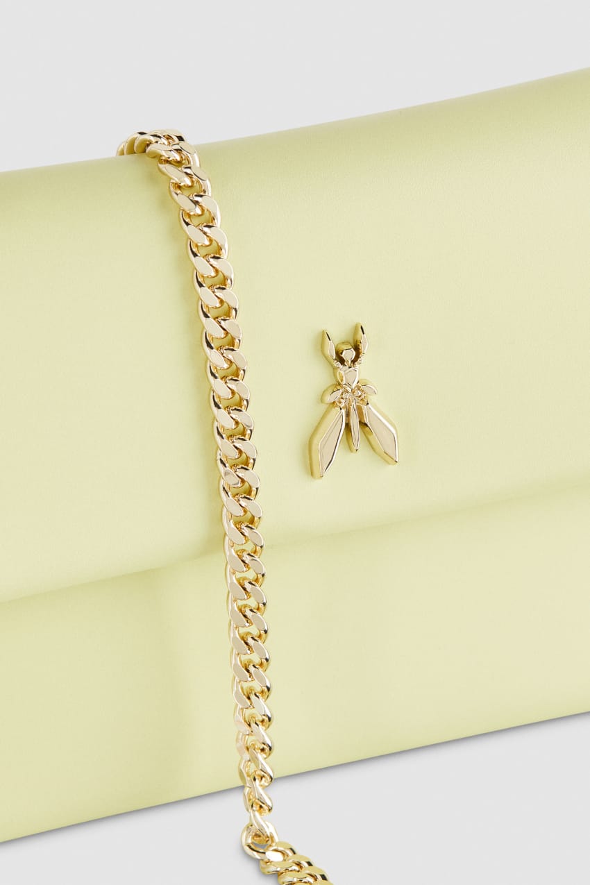 Patrizia Pepe Leather Clutch Bag With Chain Shoulder Strap Amarelas | 0792-FXUWY