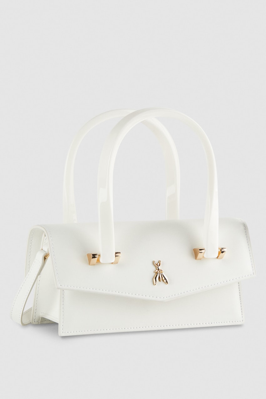 Patrizia Pepe Leather Shoulder Bag With Snap Closure Branco | 3168-SVTGA