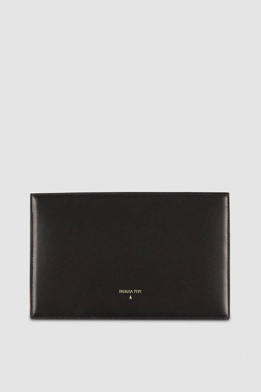 Patrizia Pepe Leather Shoulder Pocket Bag With Zipper Pretas | 0947-KPAHG