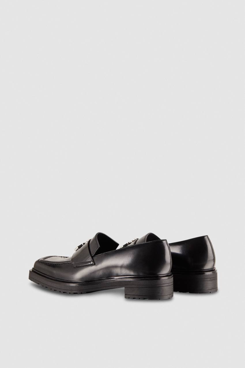 Patrizia Pepe Leather Square Toe Moccasins Pretas | 1763-TPRMH