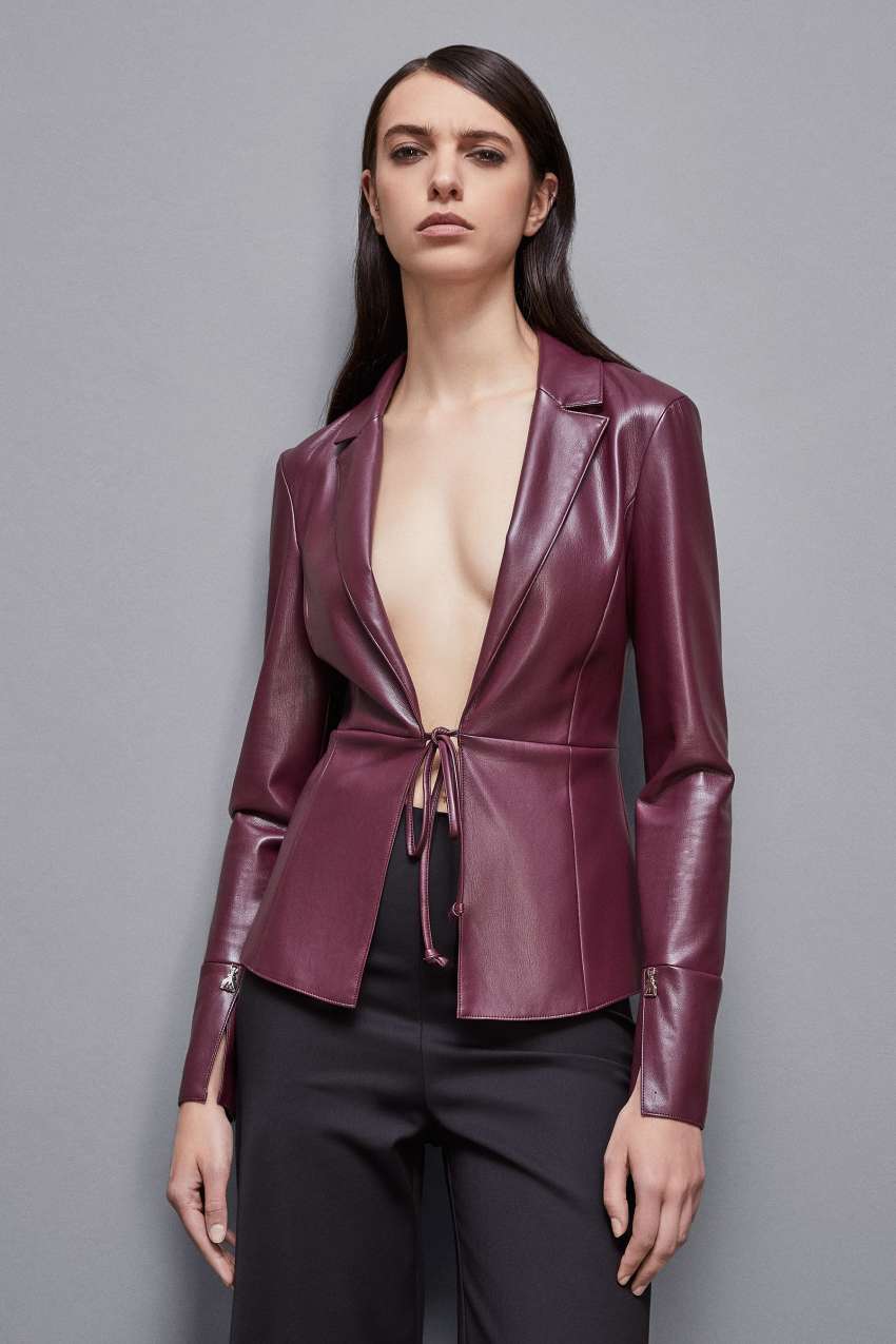 Patrizia Pepe Leather-effect Overshirt Jacket Roxo | 3827-CNAPF