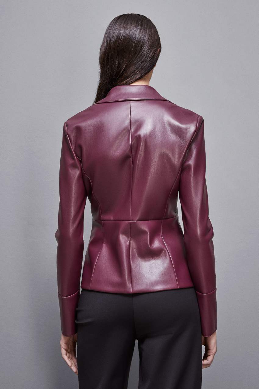 Patrizia Pepe Leather-effect Overshirt Jacket Roxo | 3827-CNAPF