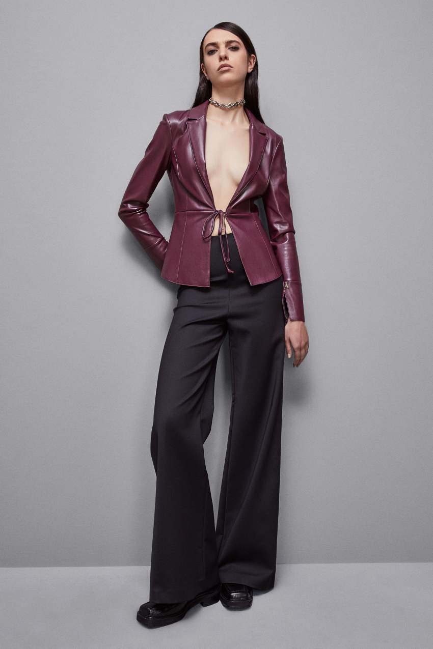 Patrizia Pepe Leather-effect Overshirt Jacket Roxo | 3827-CNAPF