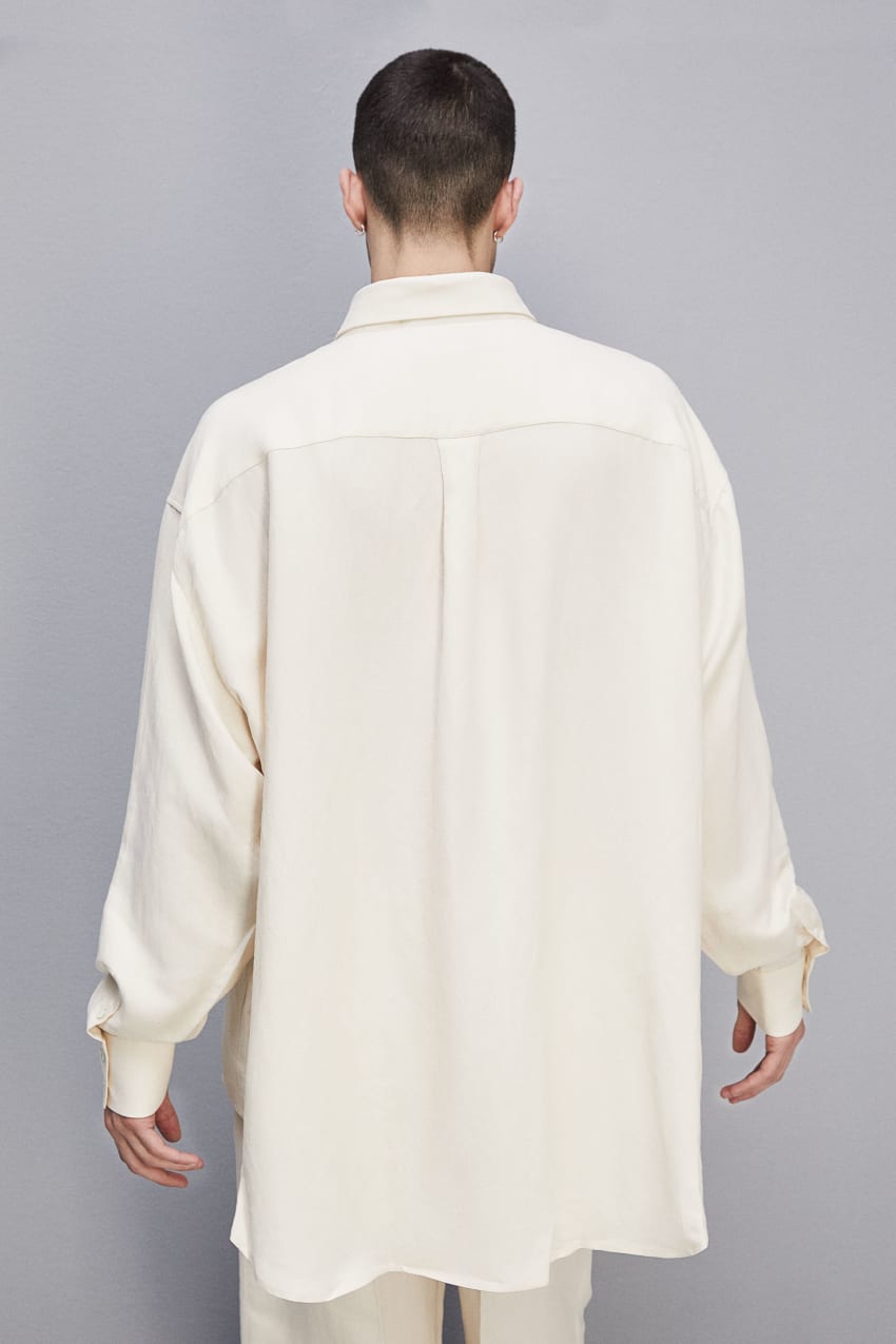 Patrizia Pepe Linen And Viscose Oversized Shirt Bege | 6047-NCIDO