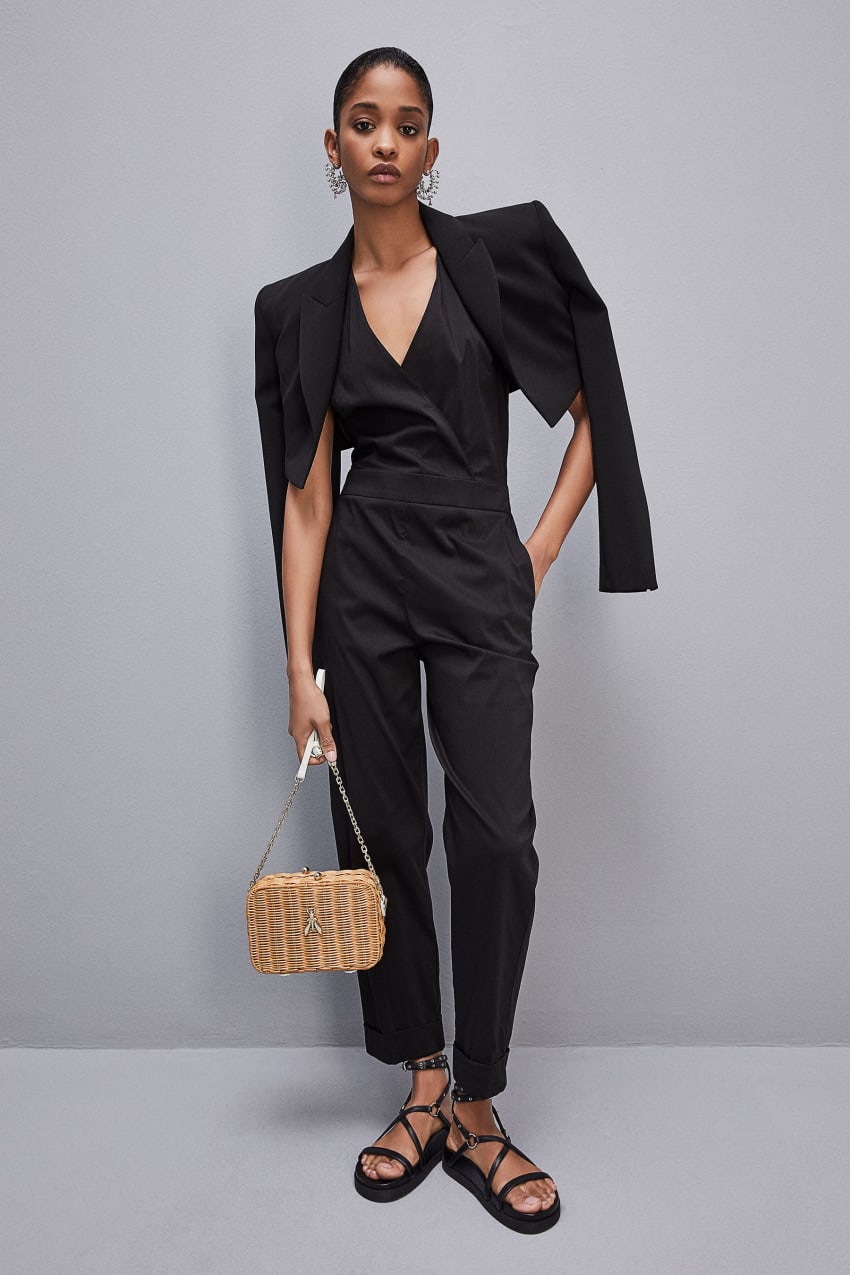 Patrizia Pepe Long Jumpsuit In Stretch Cotton-blend Poplin Pretas | 4720-CQMEL