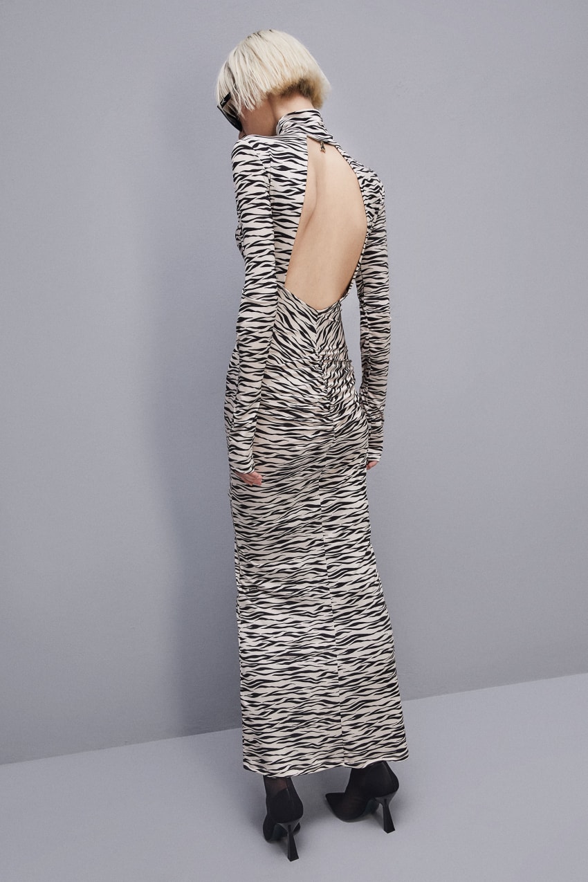 Patrizia Pepe Long Slim Fit Dress Animalier | 2468-YAINJ