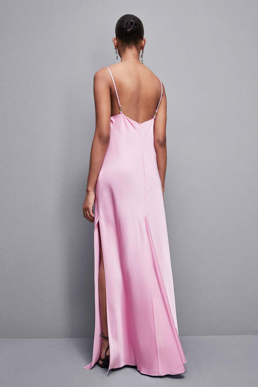 Patrizia Pepe Long Viscose Satin Mermaid Dress Rosa | 0319-VLBQS