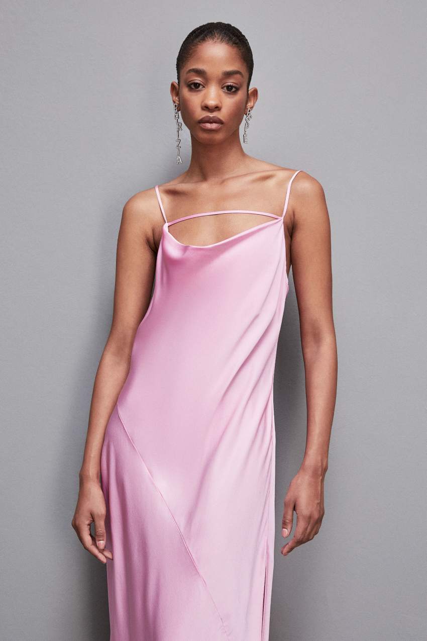 Patrizia Pepe Long Viscose Satin Mermaid Dress Rosa | 0319-VLBQS