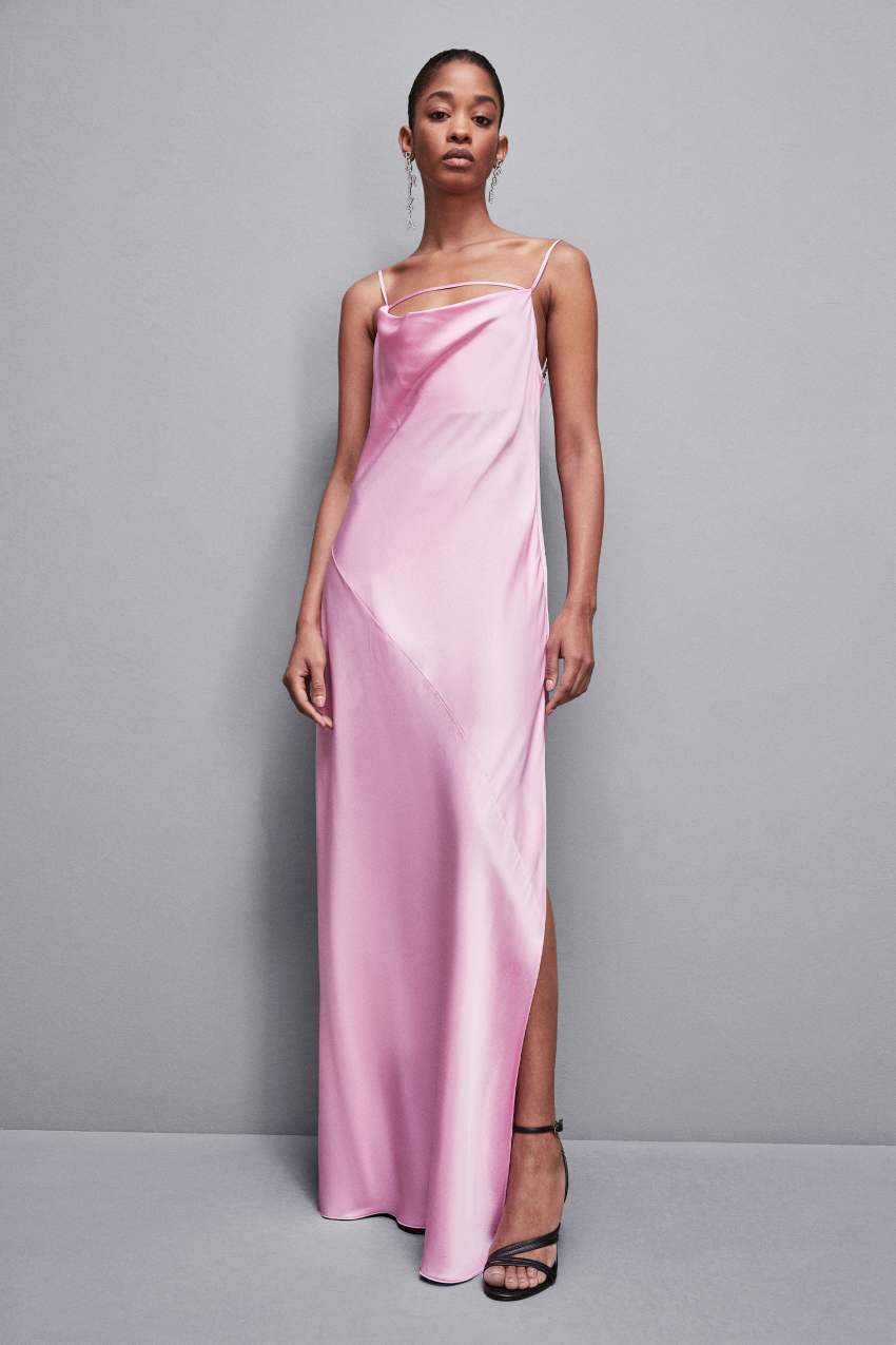 Patrizia Pepe Long Viscose Satin Mermaid Dress Rosa | 0319-VLBQS