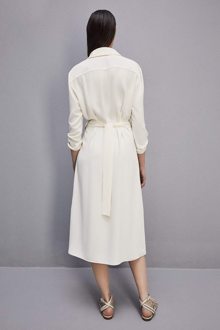 Patrizia Pepe Long-sleeved Chemisier Dress Branco | 7619-SETDR