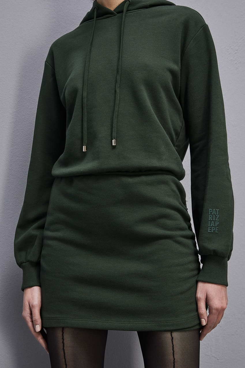 Patrizia Pepe Long-sleeved Fleece Dress Verdes | 2340-WPOHT