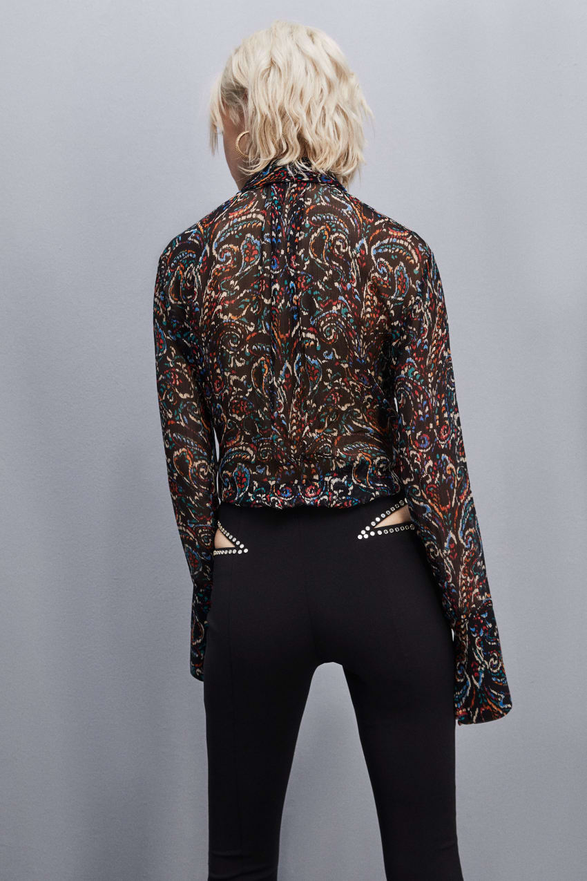 Patrizia Pepe Long-sleeved Printed Shirt Pretas | 3248-NJBVT