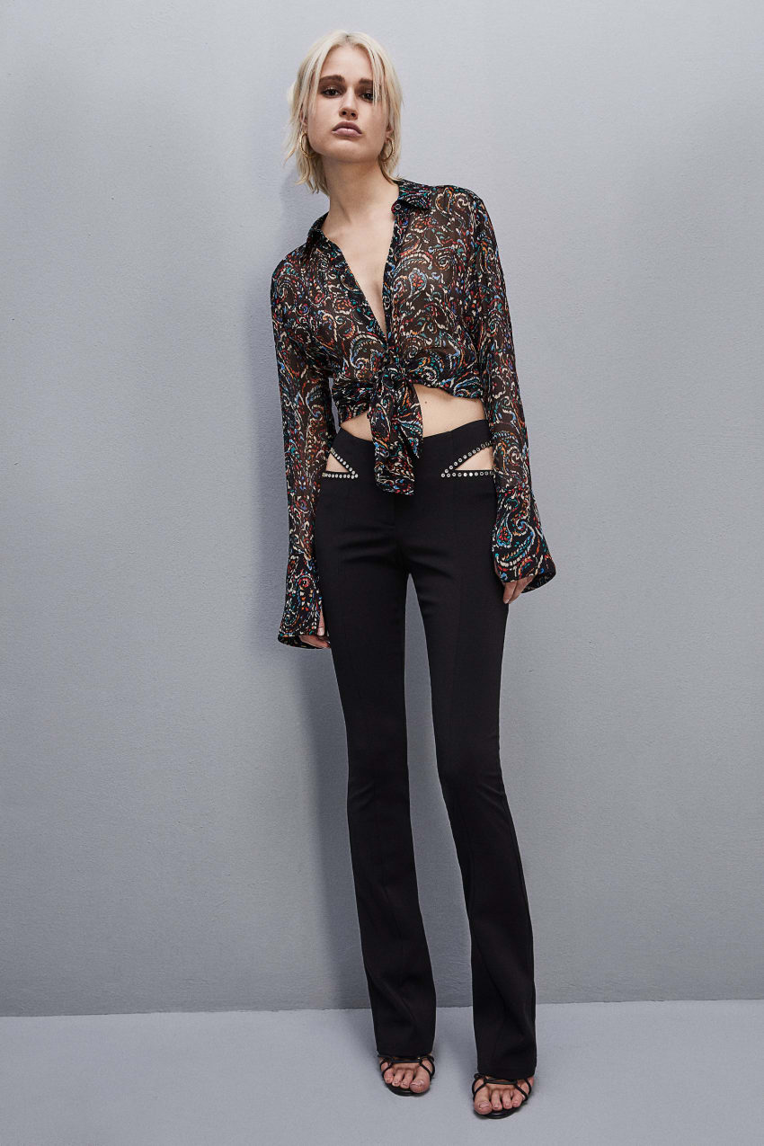 Patrizia Pepe Long-sleeved Printed Shirt Pretas | 3248-NJBVT