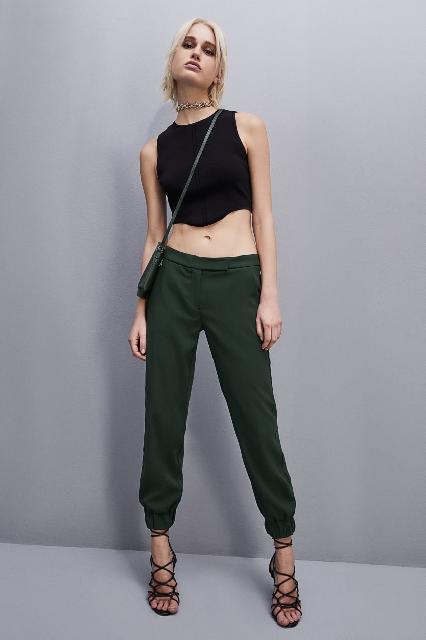 Patrizia Pepe Low-waisted Crepe Jogger Pants Verdes | 6508-XPVLG