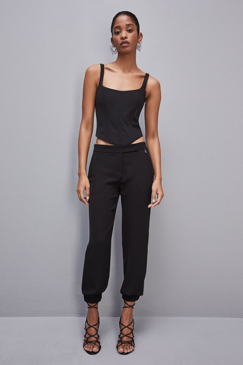 Patrizia Pepe Low-waisted Jogger Pants Pretas | 5938-DPYBU