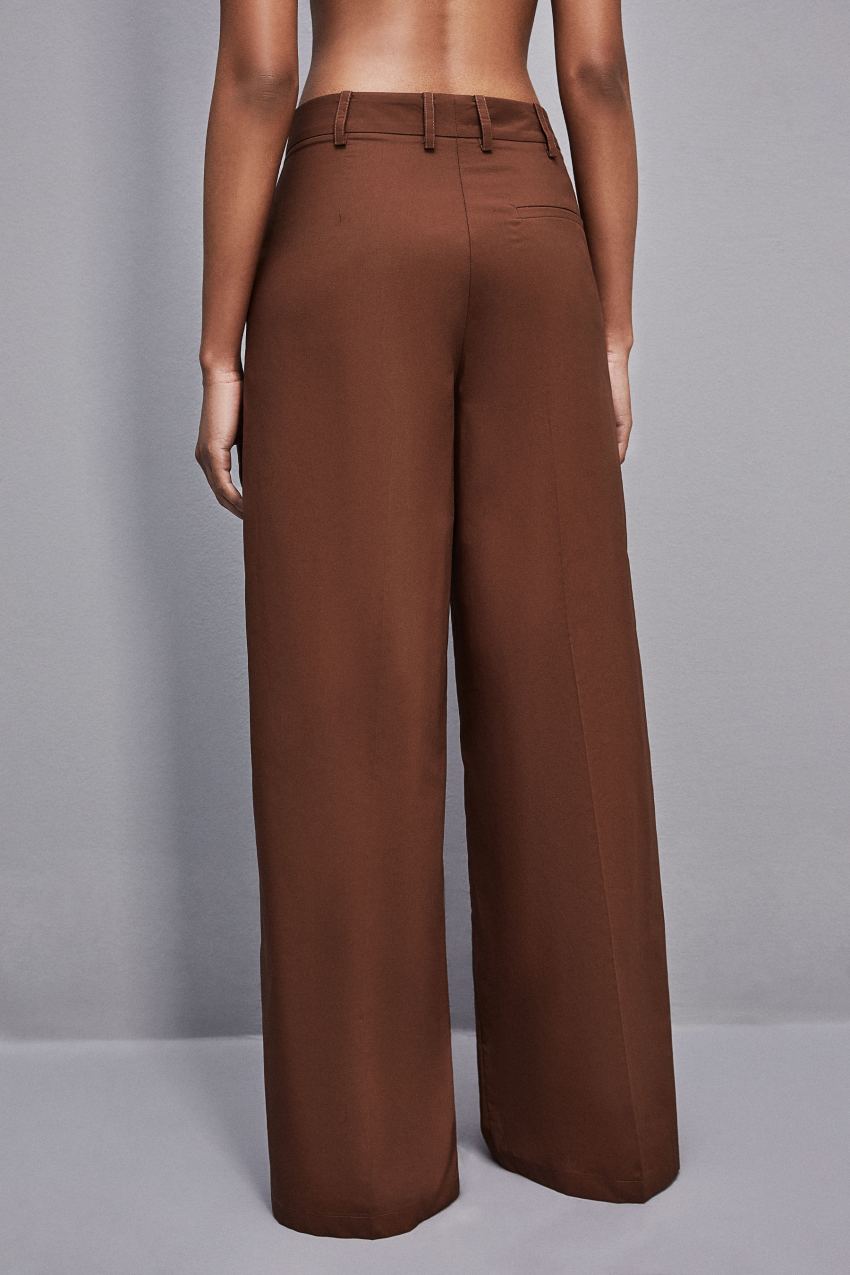 Patrizia Pepe Low-waisted Palazzo Fit Pants Marrom | 6948-BLKIG