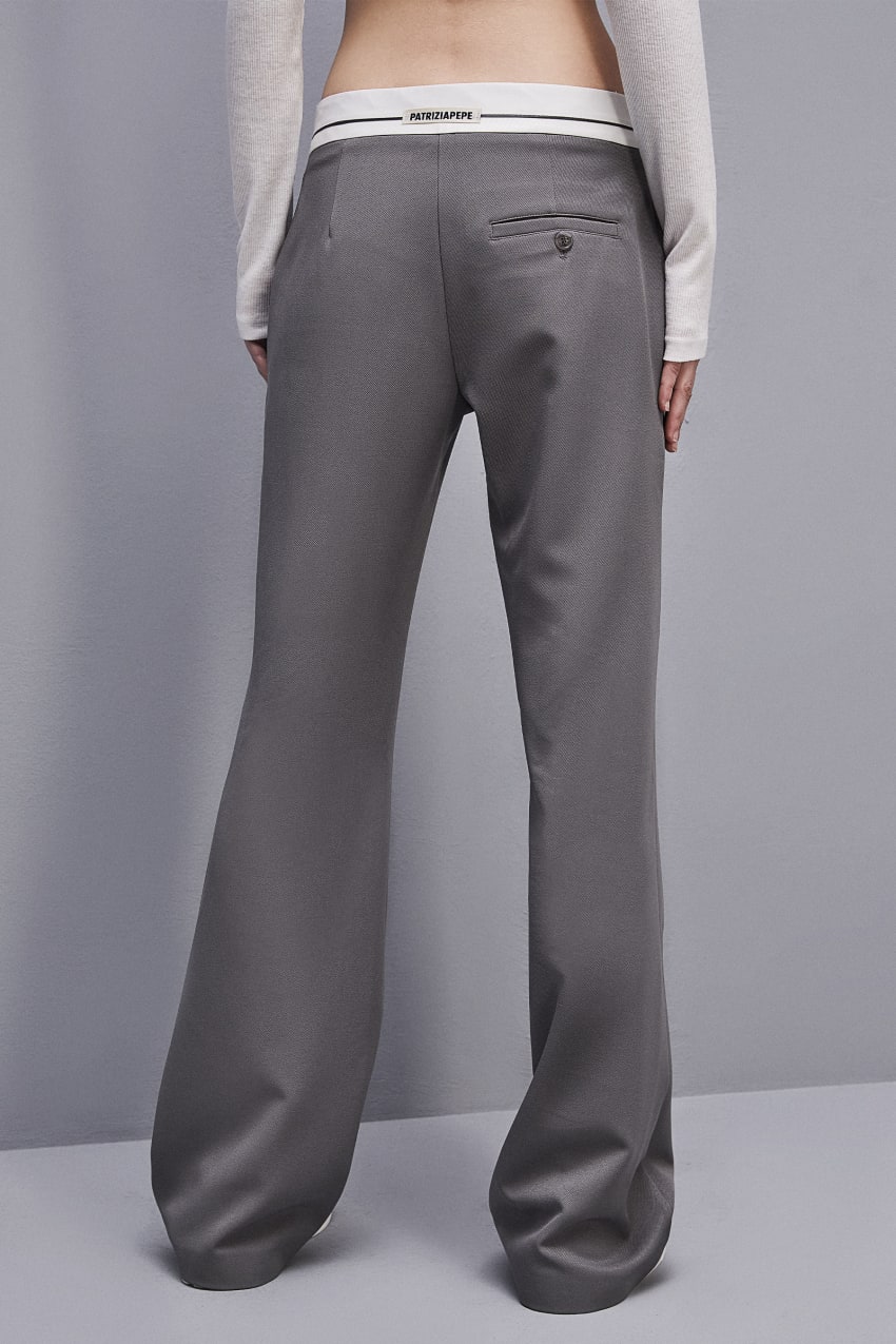 Patrizia Pepe Low-waisted Pants In Comfort Fabric Cinzentas | 2831-PUVQZ