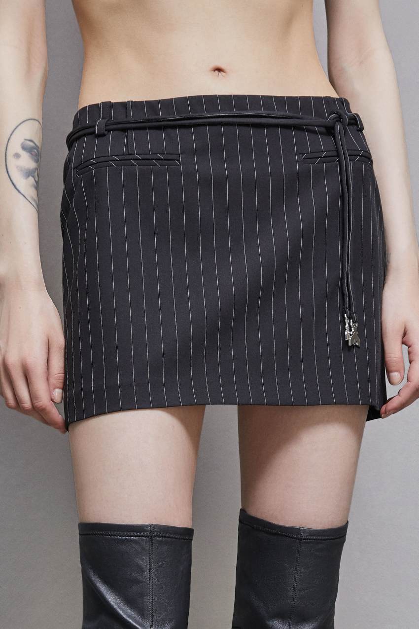 Patrizia Pepe Low-waisted Pinstripe Miniskirt Pretas | 5329-LOIYV