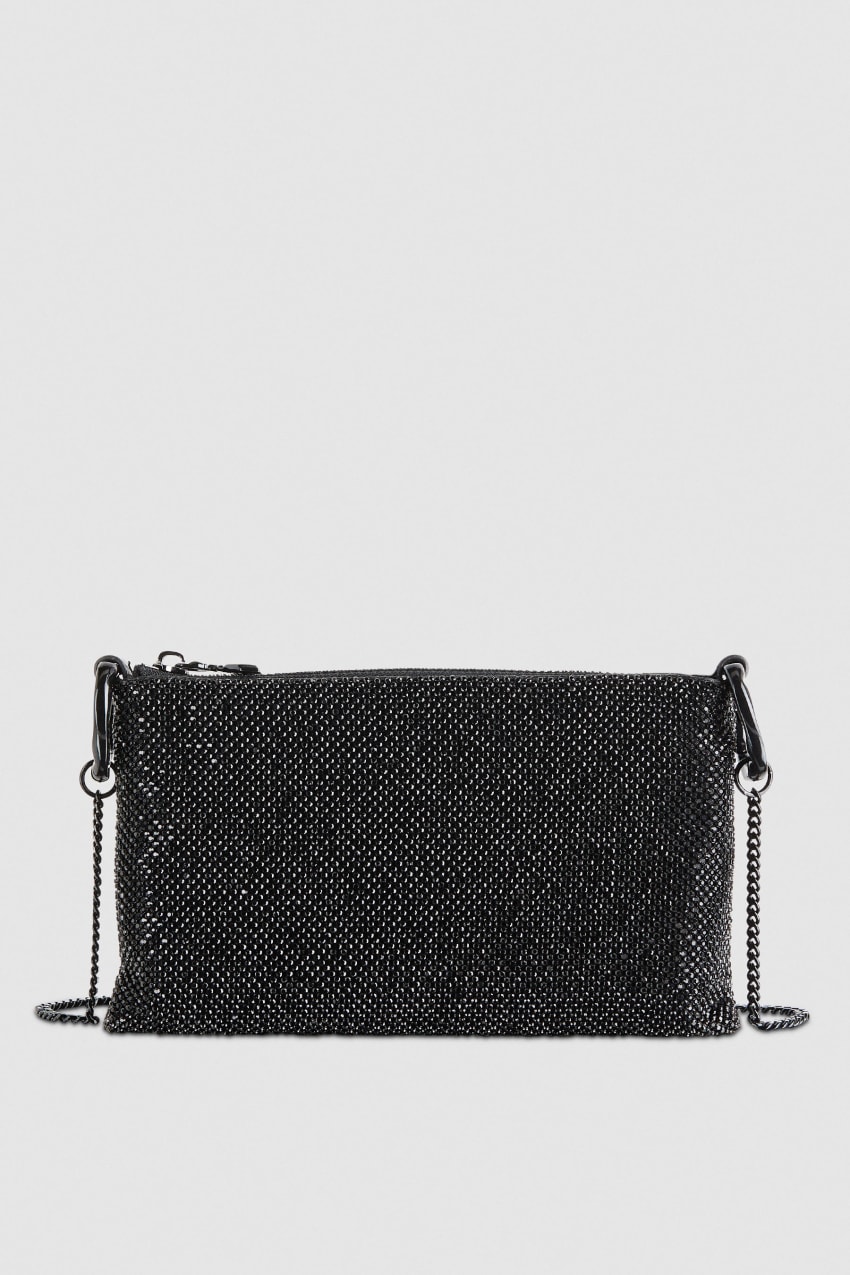 Patrizia Pepe Maxichain Rhinestone Clutch Bag Pretas | 9102-ZQDVY